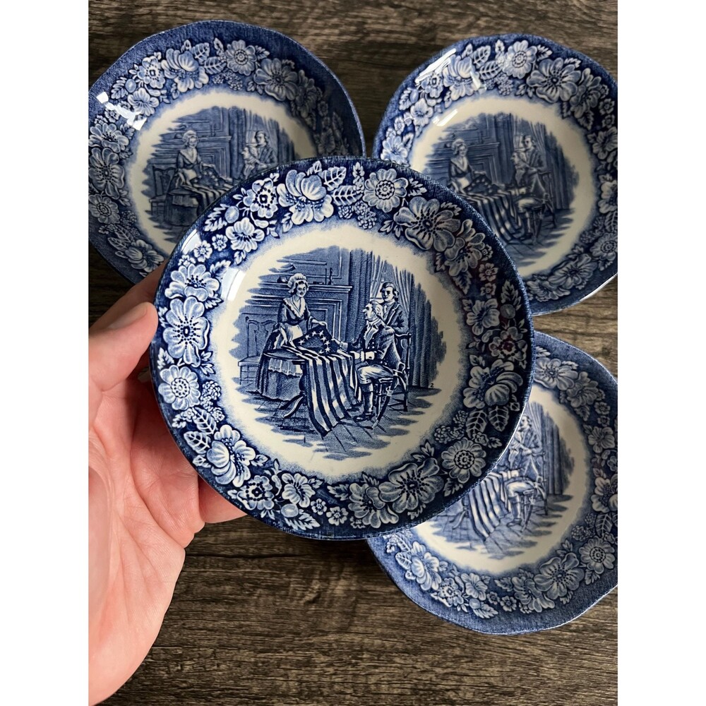 Blue and White Liberty Blue, Historical Colonial Scenes Collection Small Bowl